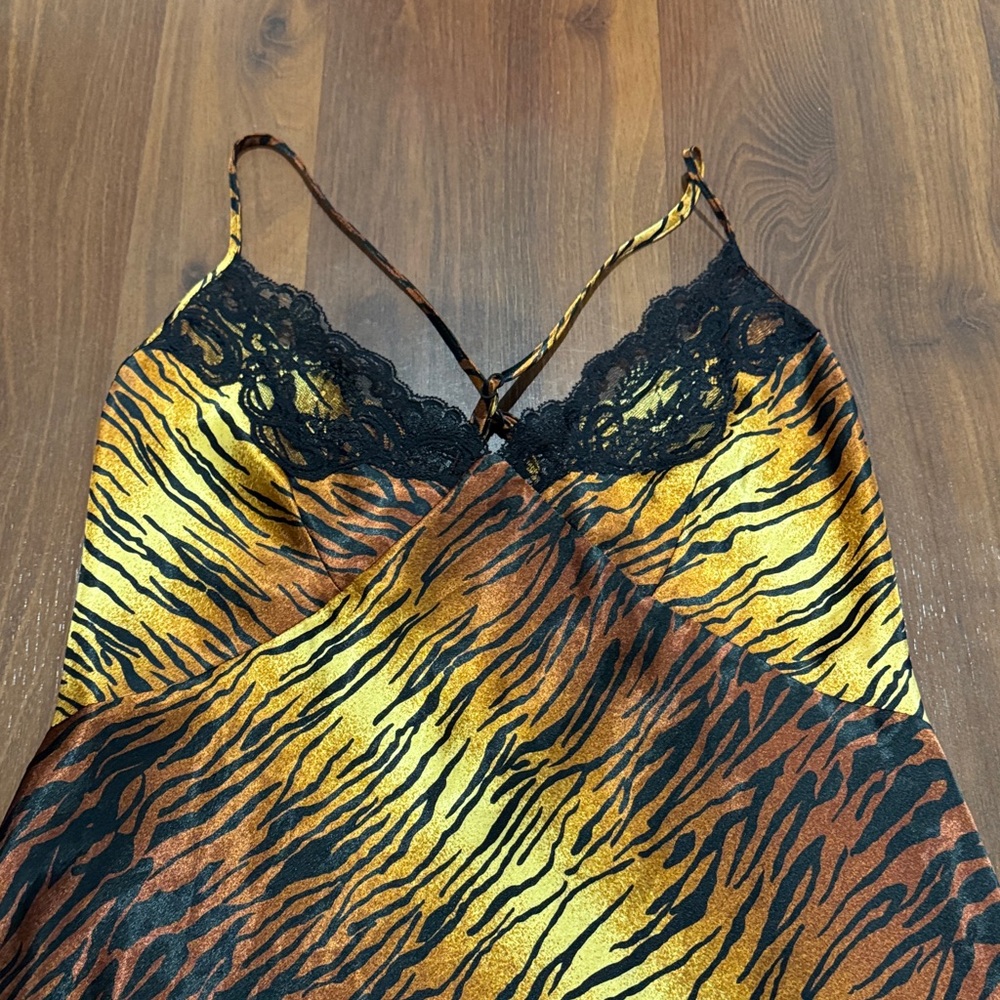 Vintage Victoria's Secret Collection Tiger Pattern Lace Slip Dress - Picture 2 of 5